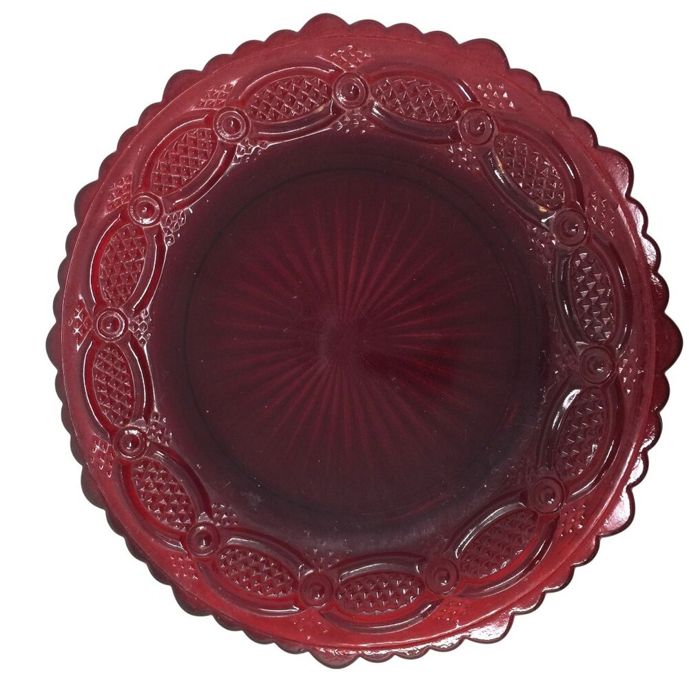 Vintage Avon 1876 Cape Cod Ruby Red Rimmed Salad / Dessert Plate (7.25")